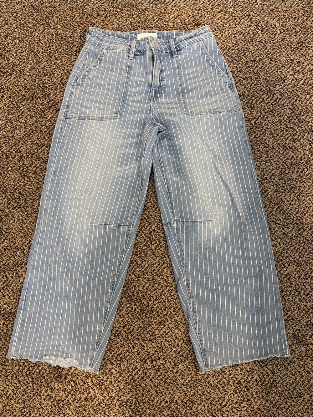 VERVET BY FLYING MONKEY Light Blue Pinstripe Ankle Crop Jeans